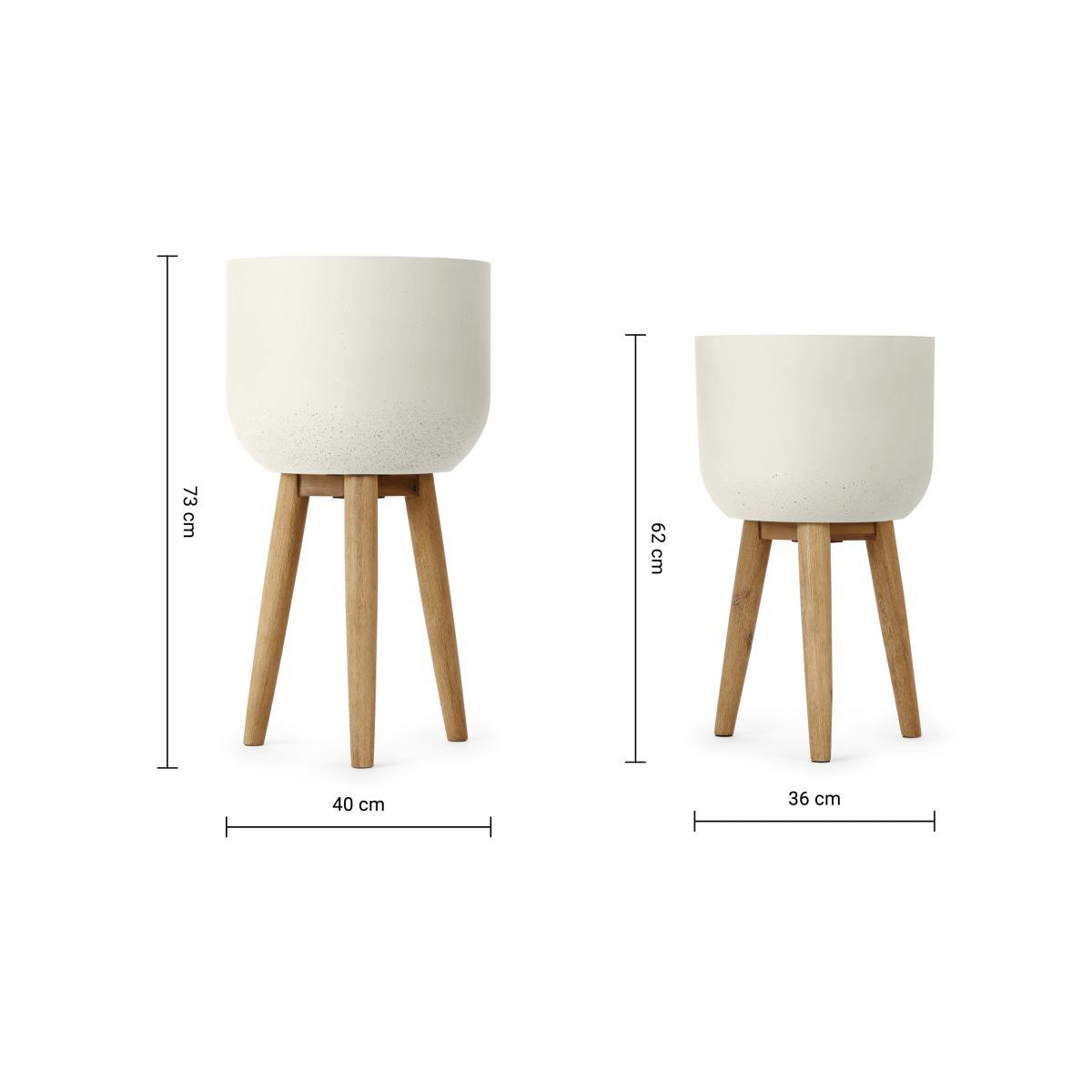 Allo Set of 2 Poly Resin Plant Stands, Large, Natural White – image 9