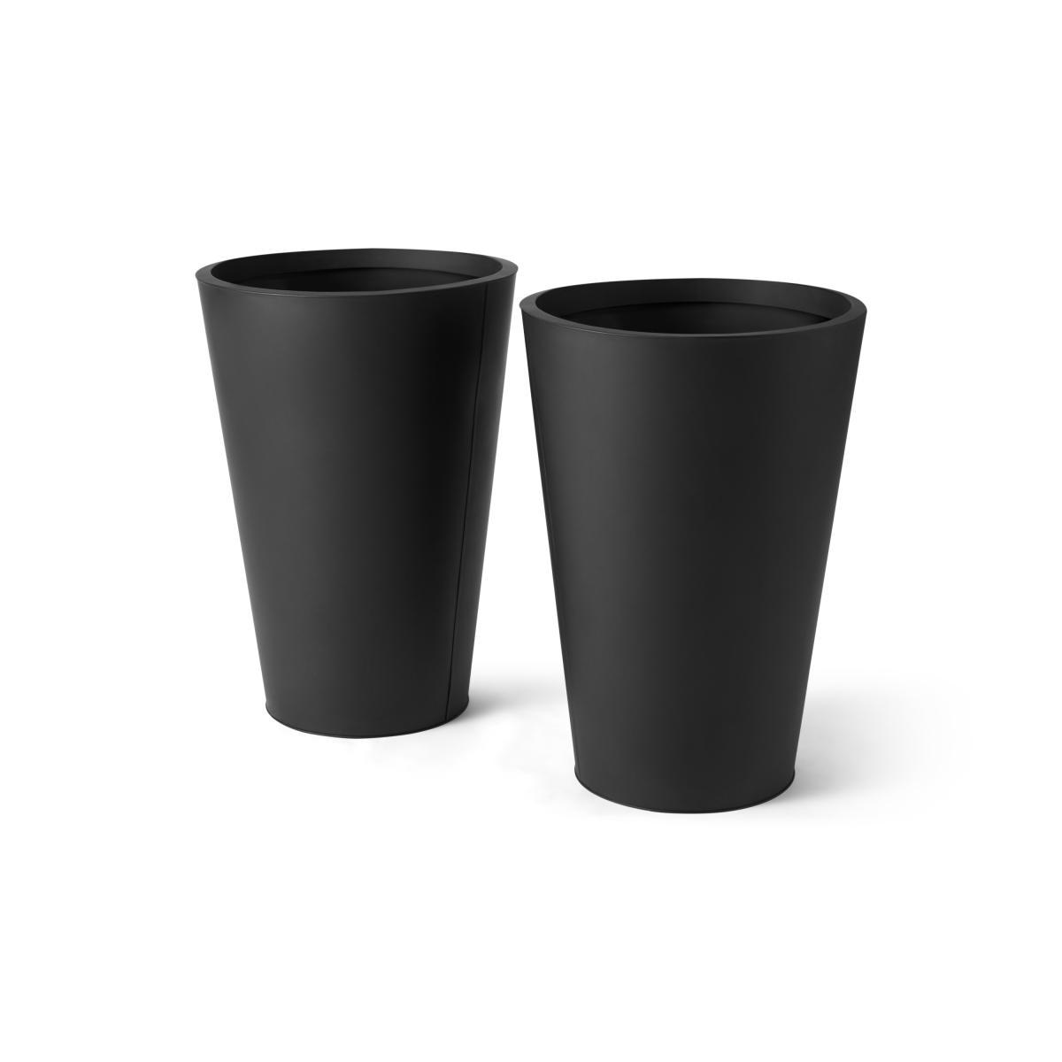 Razan Set of 2 Tall Galvanized Conical Planters, Black – image 2