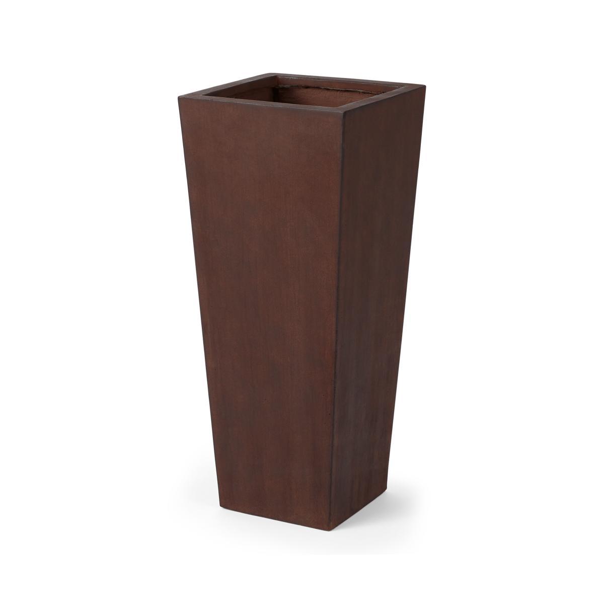 Roupie Tall Corten Finish Cement Planter, Rust – image 2