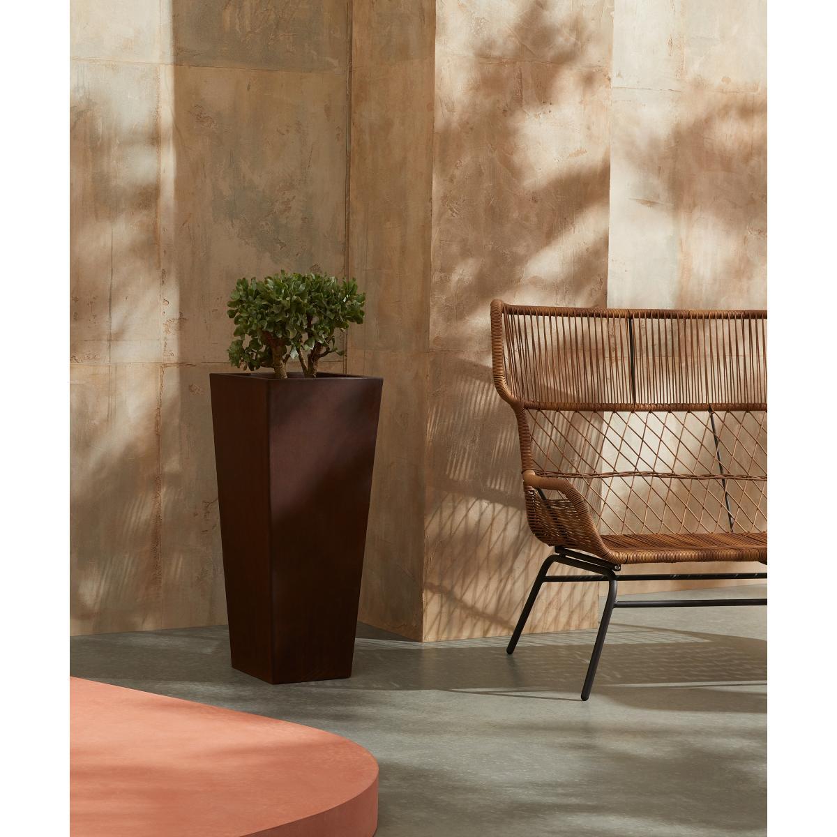 Roupie Tall Corten Finish Cement Planter, Rust – image 3