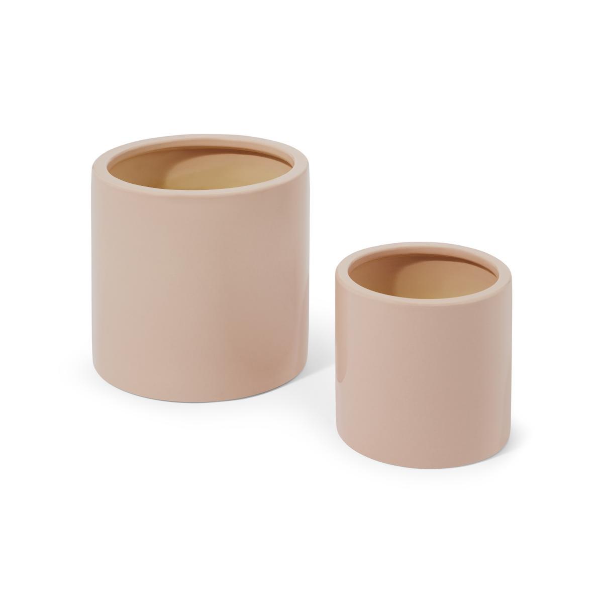 Marcie Set of 2 Glazed Earthenware Planters, Pink – image 2
