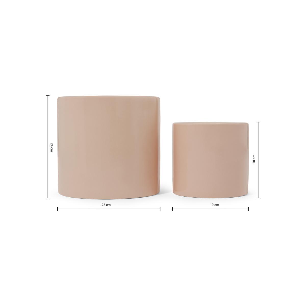 Marcie Set of 2 Glazed Earthenware Planters, Pink – image 7