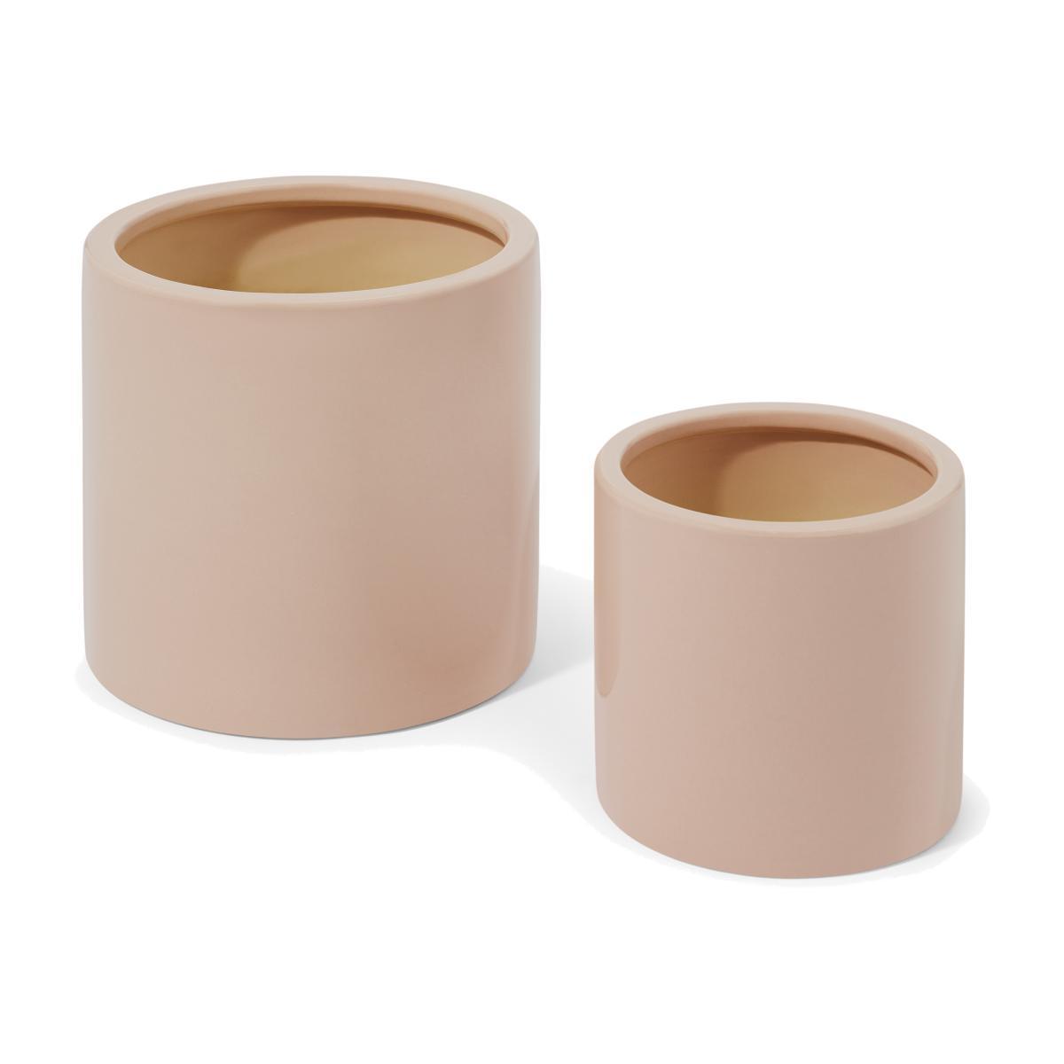 Marcie Set of 2 Glazed Earthenware Planters, Pink – image 1