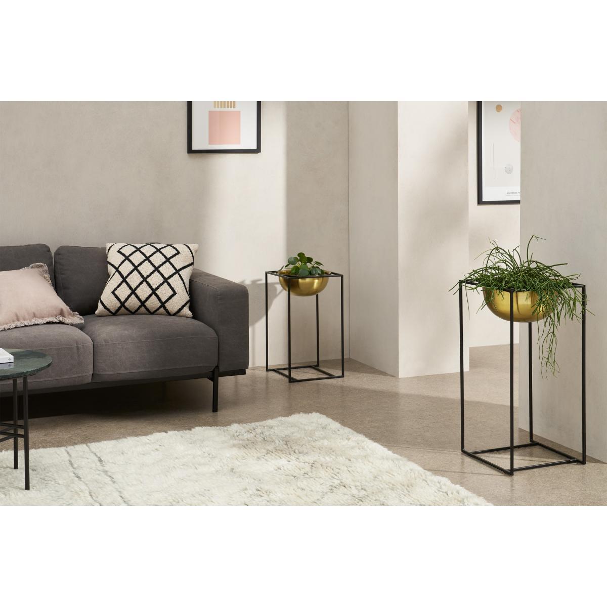 Janelle Set of 2 Tall Dome Planters & Square Stands, Brass & Black – image 3