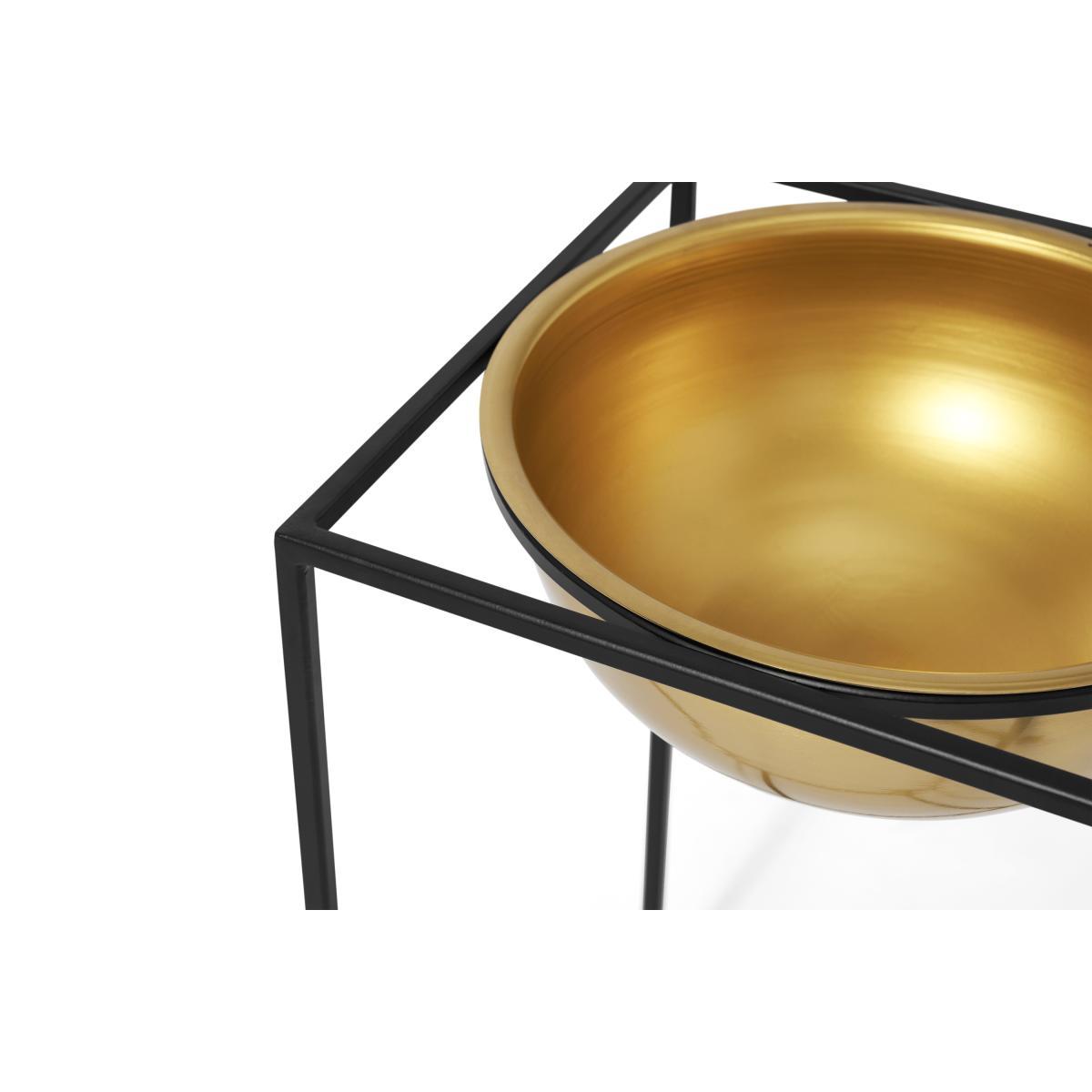 Janelle Set of 2 Tall Dome Planters & Square Stands, Brass & Black – image 4