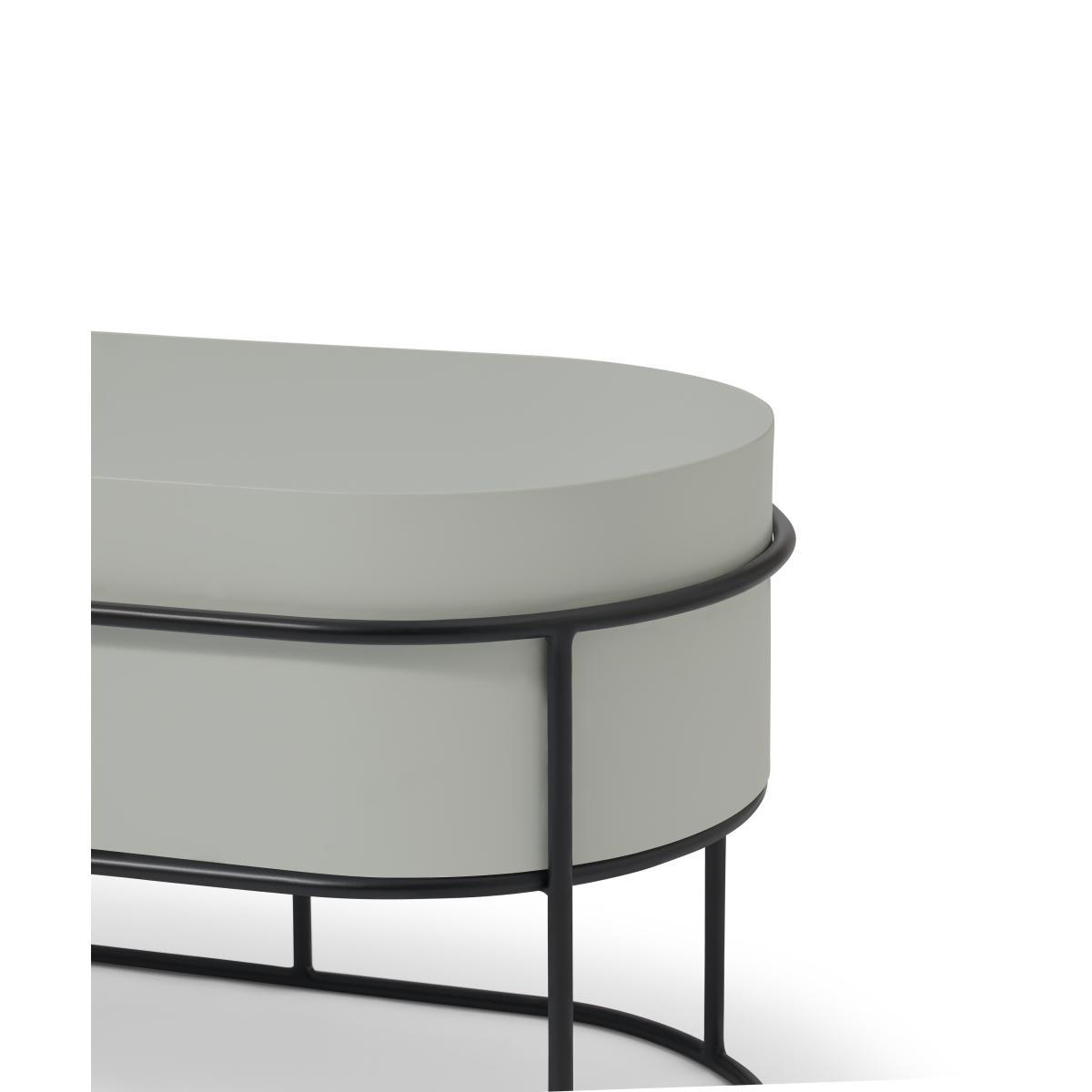 Echo Freestanding Low Oval Zinc Powder-Coated Plant Stand, Stone & Black – image 4