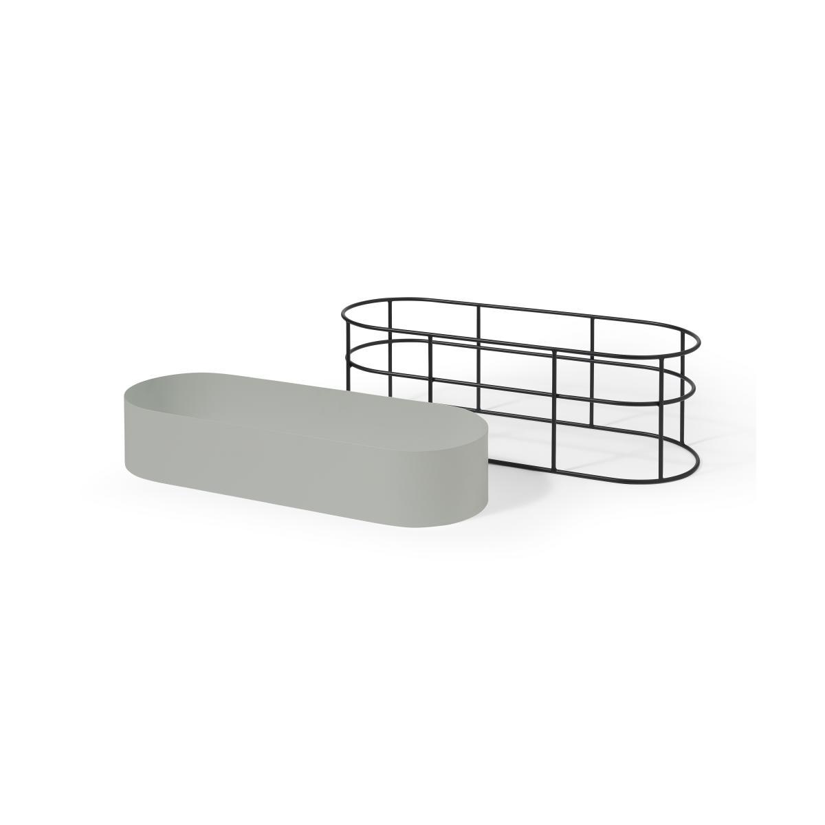Echo Freestanding Low Oval Zinc Powder-Coated Plant Stand, Stone & Black – image 5