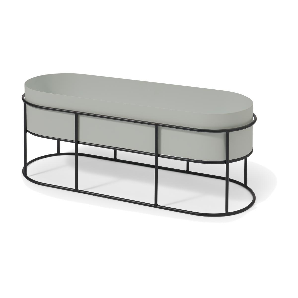 Echo Freestanding Low Oval Zinc Powder-Coated Plant Stand, Stone & Black – image 1