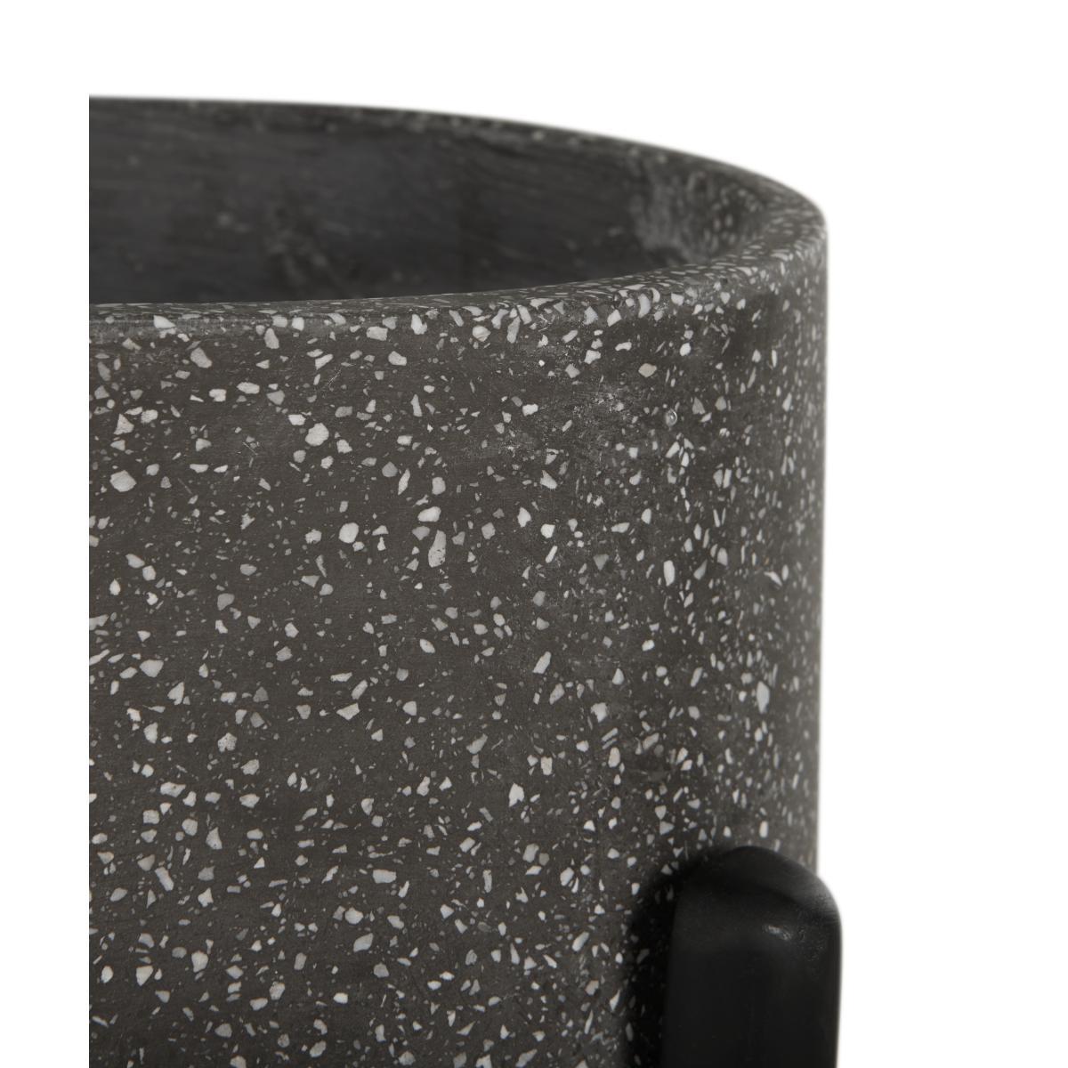 Hakuun Long Standing Terrazzo Planter, Grey and Black – image 4