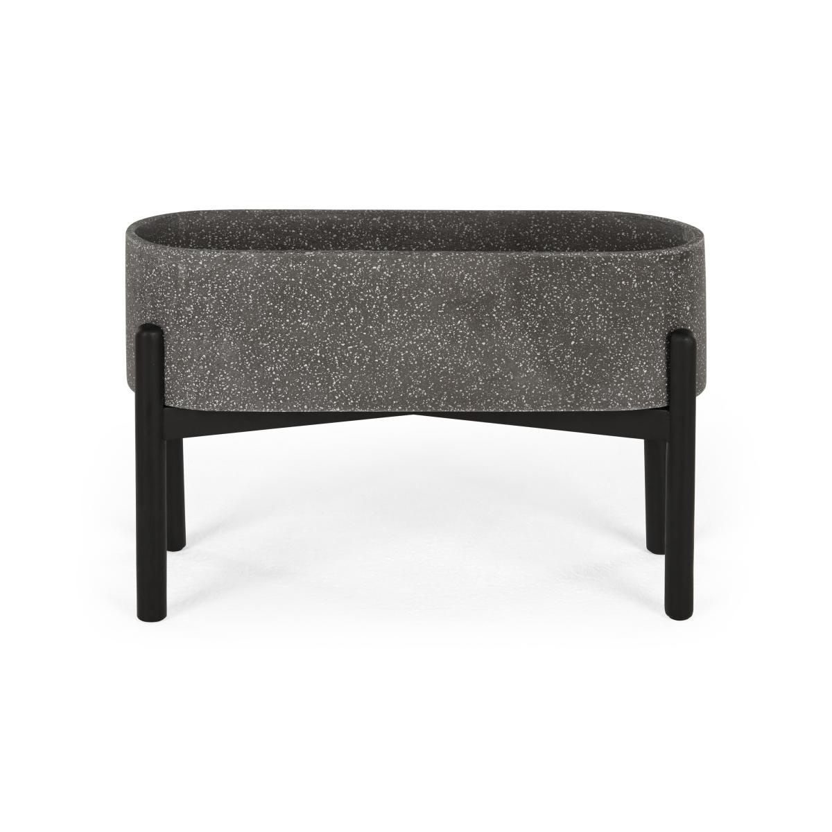 Hakuun Long Standing Terrazzo Planter, Grey and Black – image 5