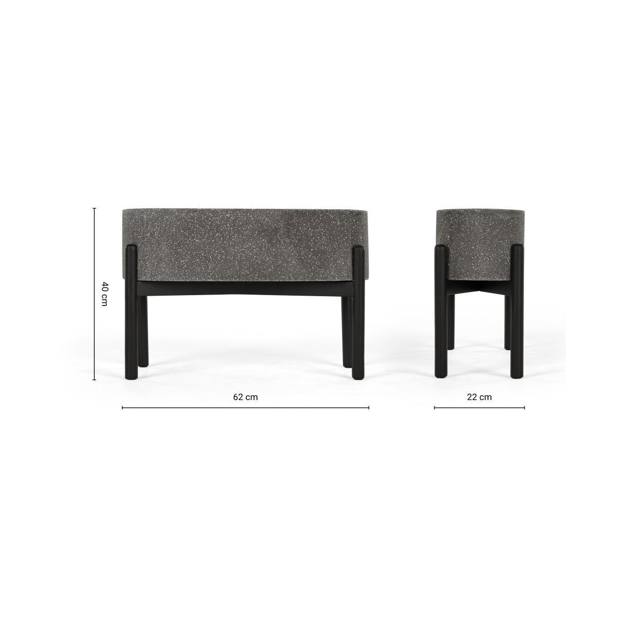 Hakuun Long Standing Terrazzo Planter, Grey and Black – image 8