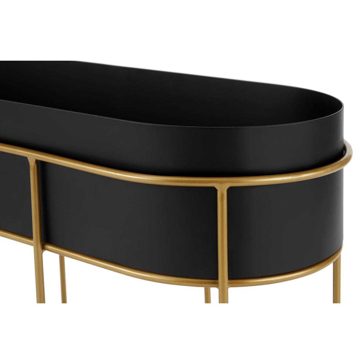 Echo Free-Standing Oval High Powder-Coated Plant Stand, Black & Gold – image 5