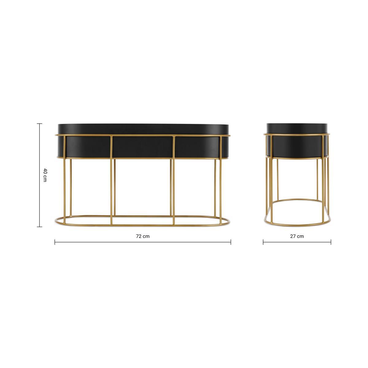 Echo Free-Standing Oval High Powder-Coated Plant Stand, Black & Gold – image 10