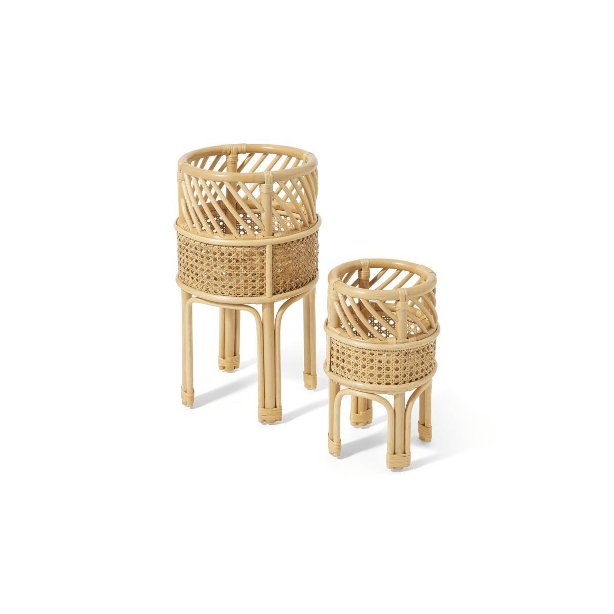 Mandy Set of 2 Planter Stands, Natural Rattan – image 2