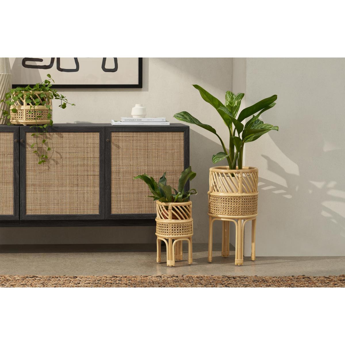 Mandy Set of 2 Planter Stands, Natural Rattan – image 3