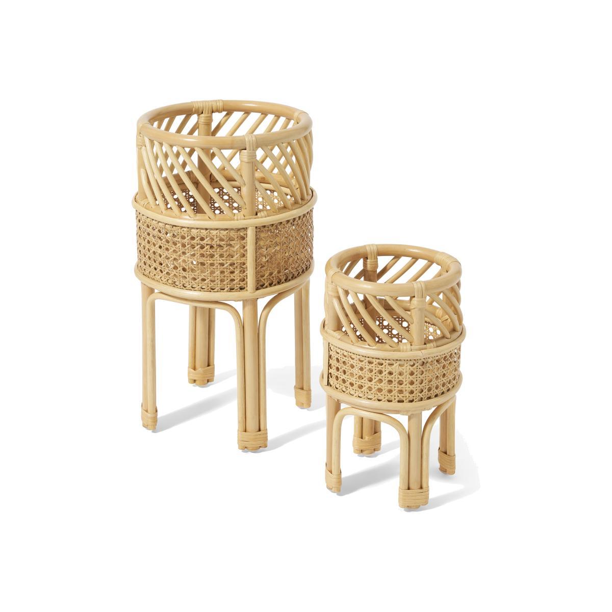 Mandy Set of 2 Planter Stands, Natural Rattan – image 1