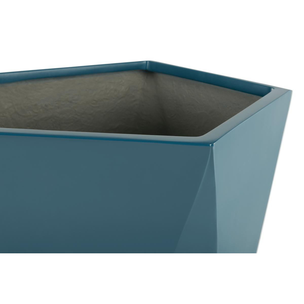 Baloo Set Of 2 Geometric Tall Fibreglass Planters, Yellow & Teal – image 4