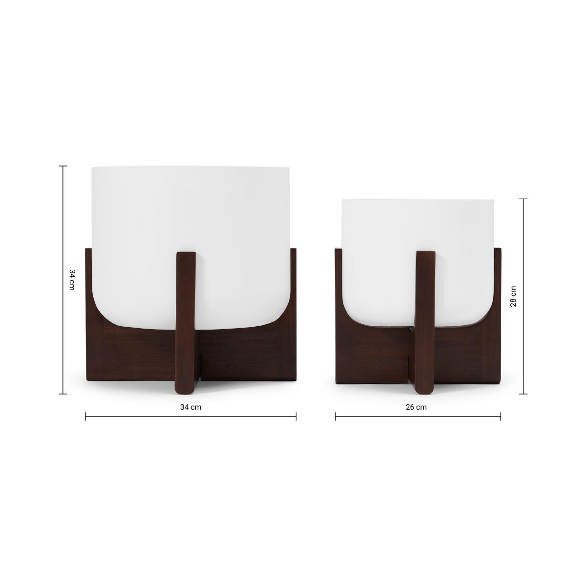 Barwyn Set of 2 Plant Stands with Wooden Legs, Stone Fibre Cement & Acacia – image 8
