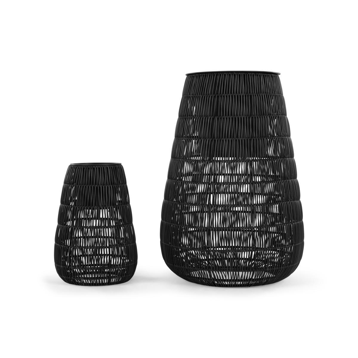 Nadda Set Of Two Tall Polyrattan Plant Stands, Black – image 5