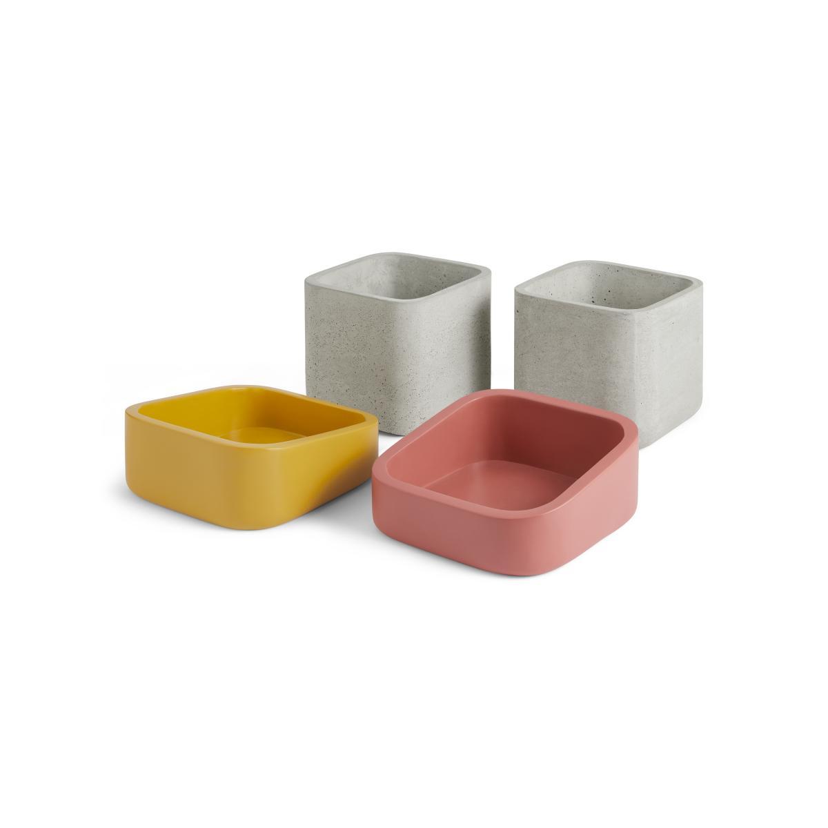 Hase Set of 2 Concrete Planters, Pink & Mustard – image 5