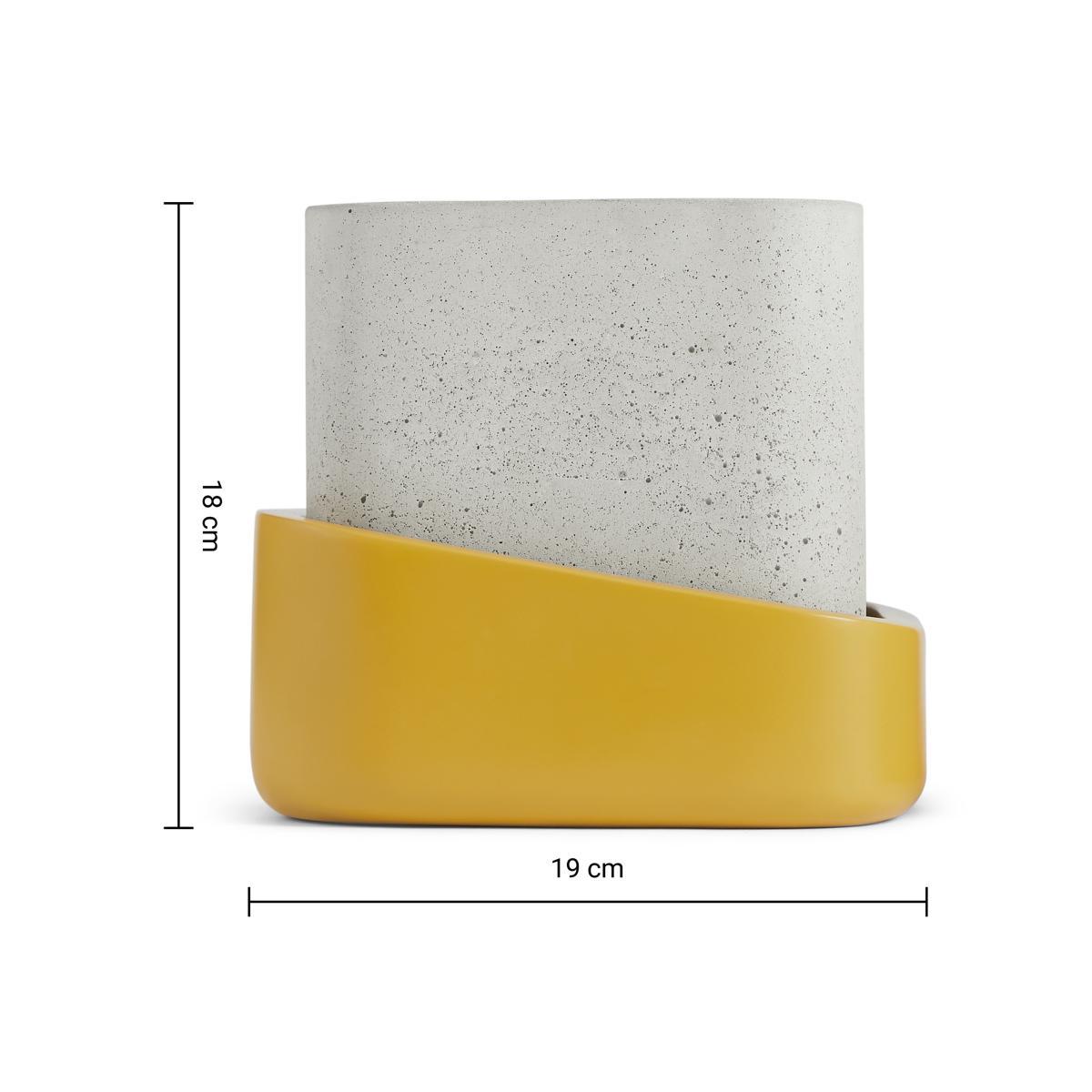 Hase Set of 2 Concrete Planters, Pink & Mustard – image 7
