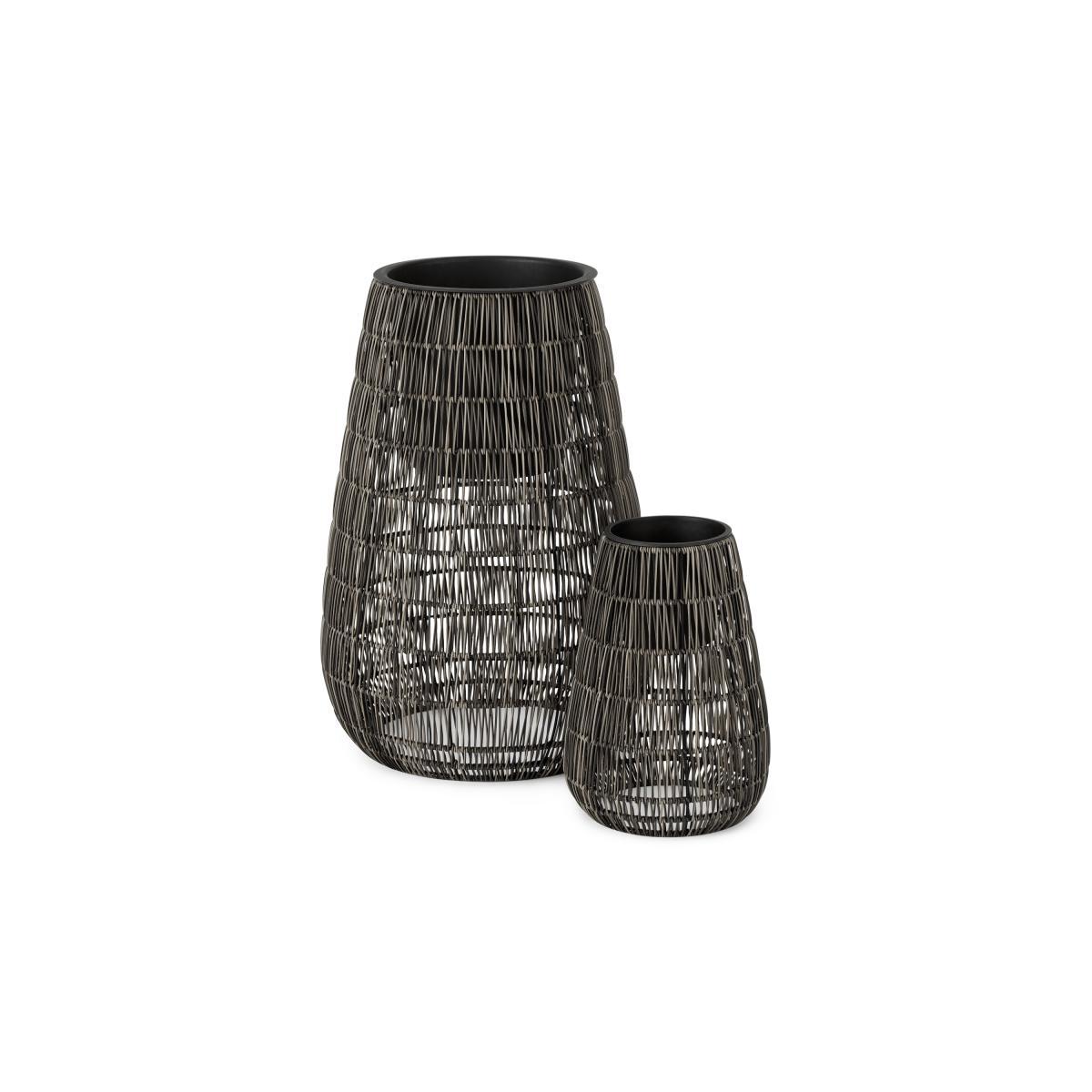 Nadda Set of 2 Tall Polyrattan Plant Stands, Brown – image 2