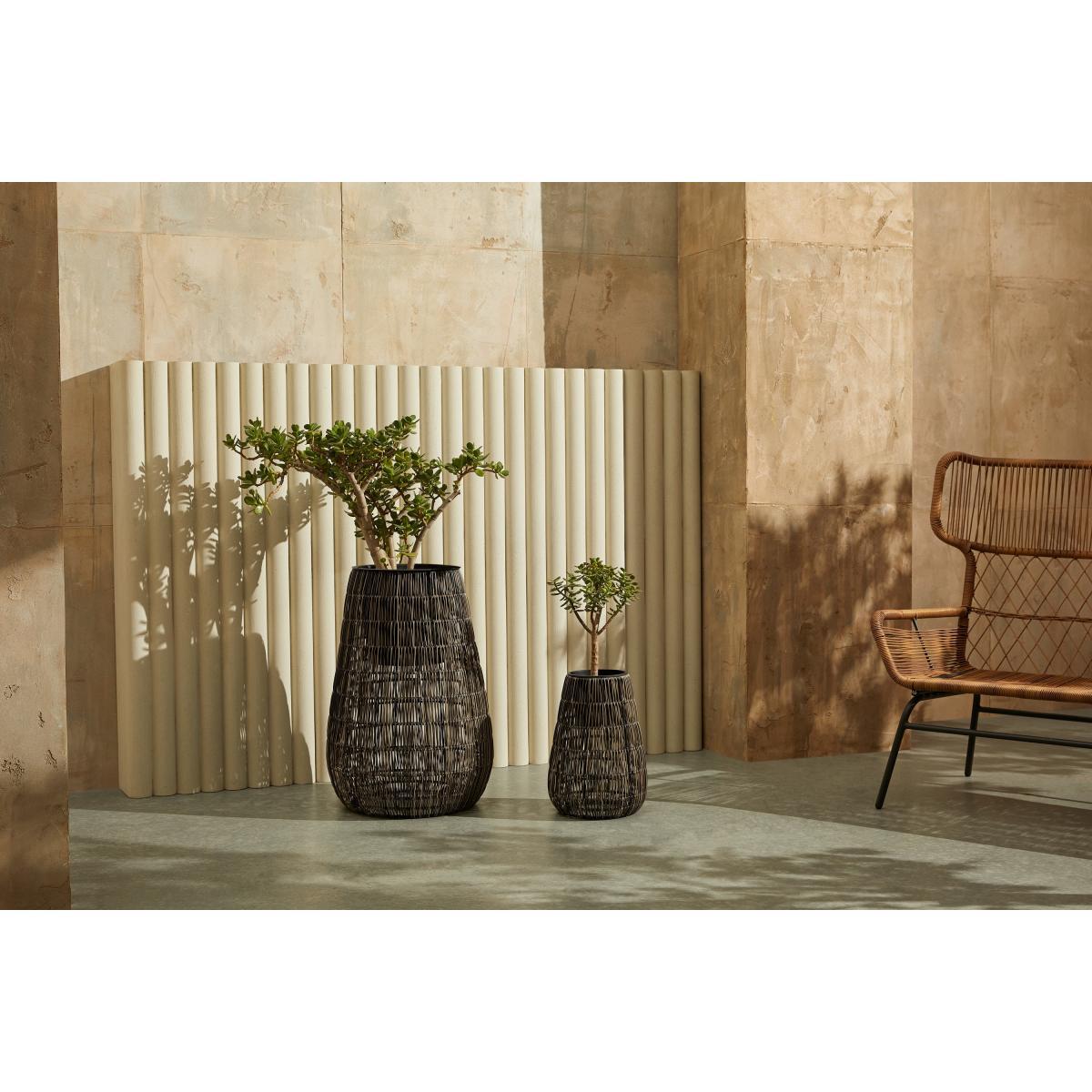 Nadda Set of 2 Tall Polyrattan Plant Stands, Brown – image 3