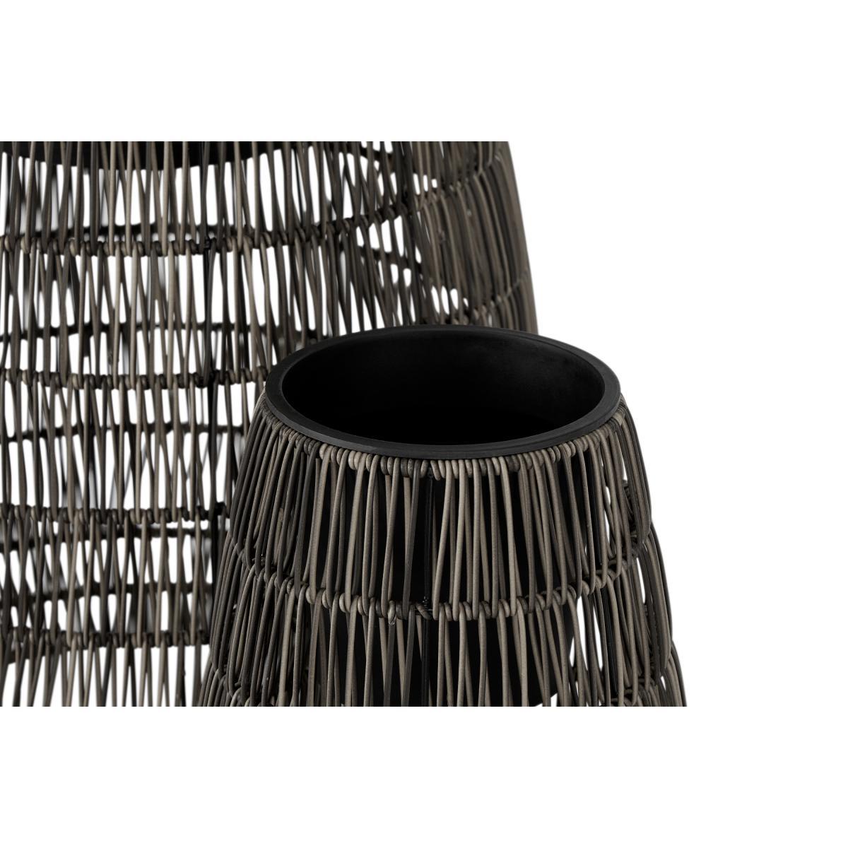 Nadda Set of 2 Tall Polyrattan Plant Stands, Brown – image 4