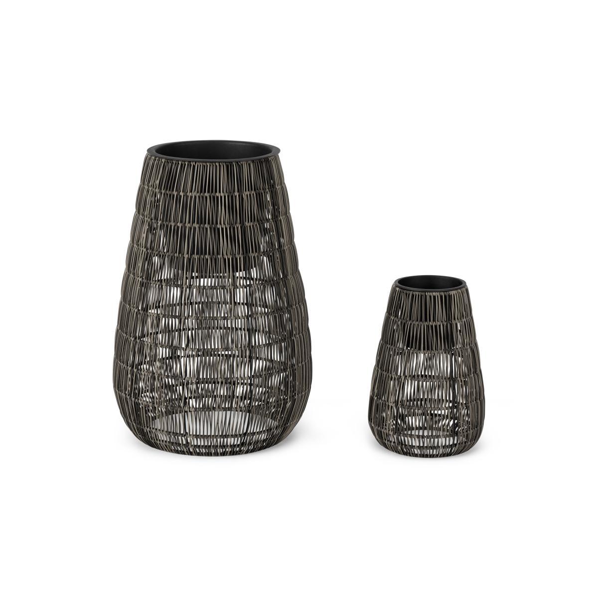 Nadda Set of 2 Tall Polyrattan Plant Stands, Brown – image 5