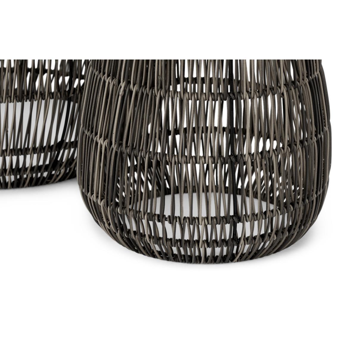 Nadda Set of 2 Tall Polyrattan Plant Stands, Brown – image 6
