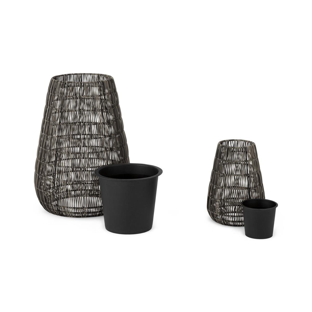 Nadda Set of 2 Tall Polyrattan Plant Stands, Brown – image 7