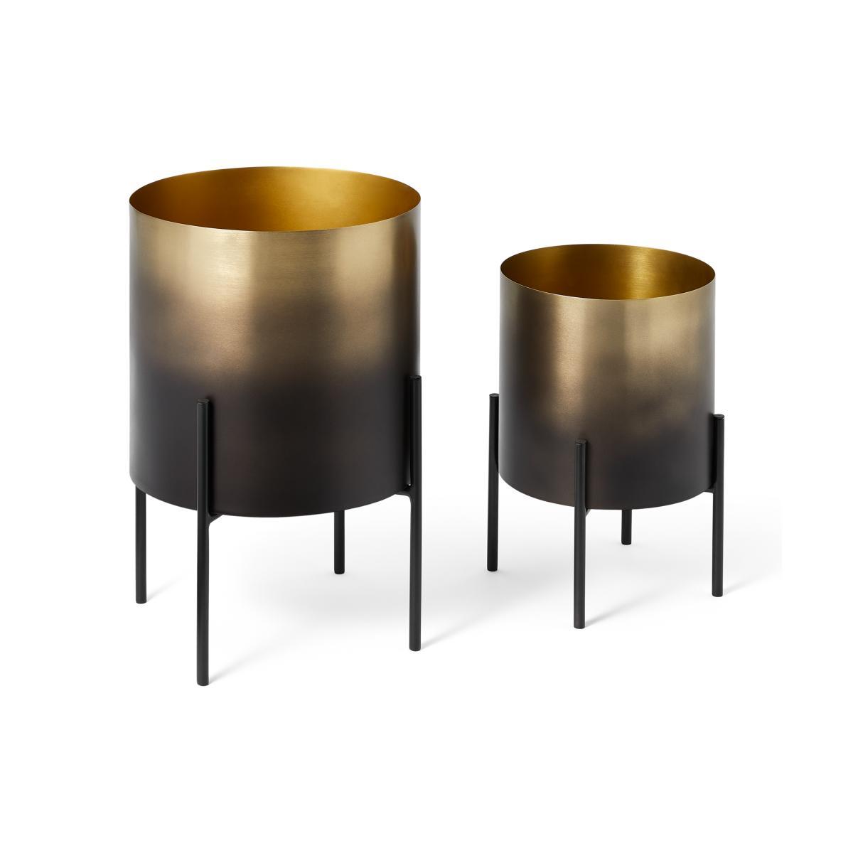 Valletta Set of 2 Plant Stands, Smoked Brass – image 2