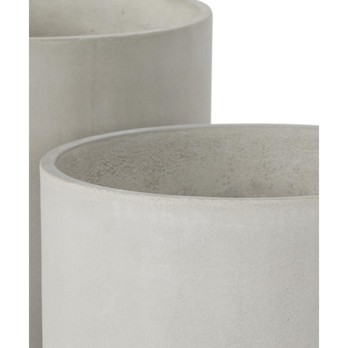 Jouko Set of 2 Fibre Cement Plant Pots With Rubberwood Legs, Concrete & Walnut – image 4