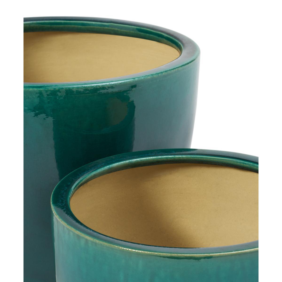 Lann Set of 3 Planters, Aqua Glaze Ceramic – image 4
