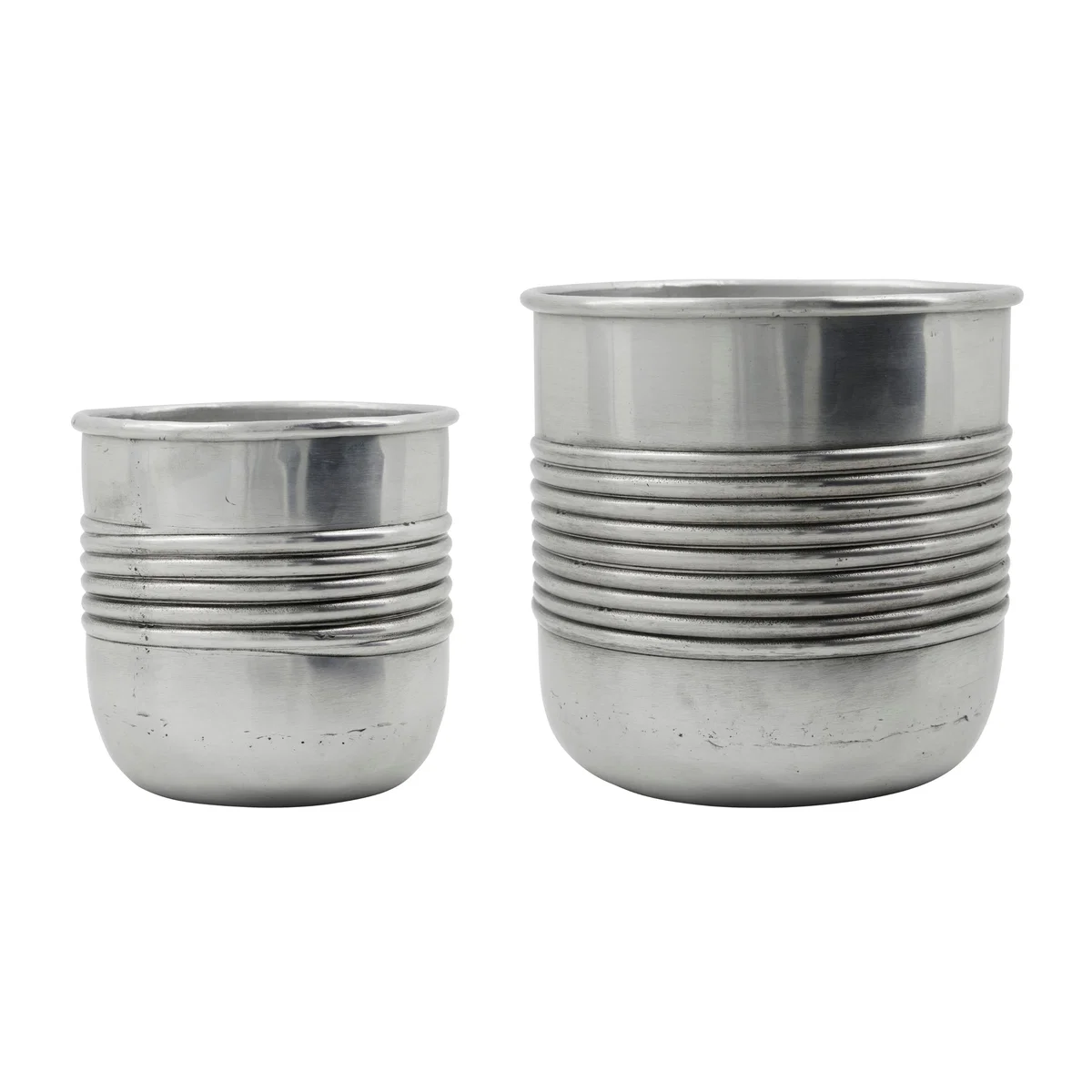 House Doctor Groove planter aluminium 2 parts Antique silver finish – image 1