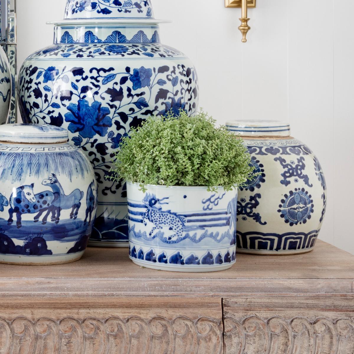 OKA, Small Daqing Porcelain Planter - Blue/White, Planters, Porcelain – image 3