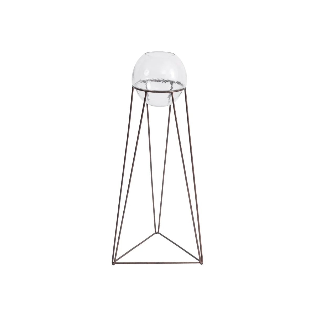 Libra Bersa Floor Standing Fishbowl Planter with Aged Copper Base