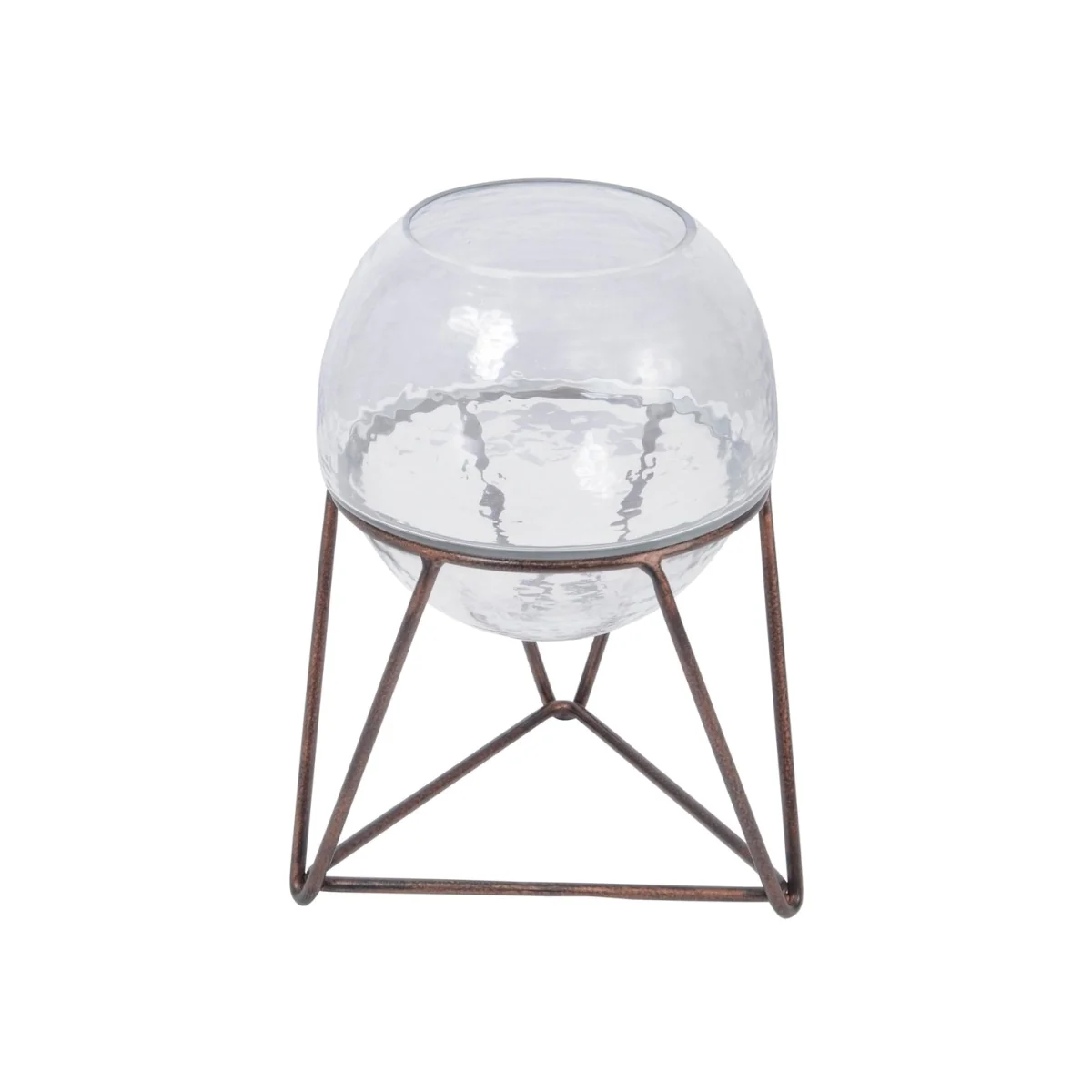 Libra Bersa Small Table Fishbowl Planter with Aged Copper Base