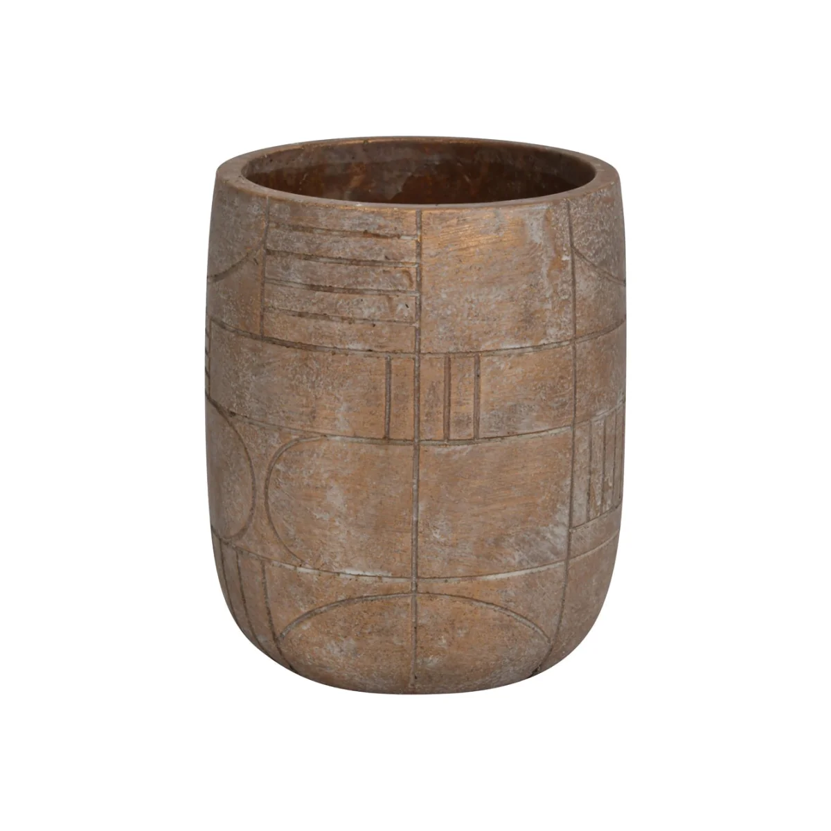 Libra Geometric Circles Pattern Gold Concrete Planter Small