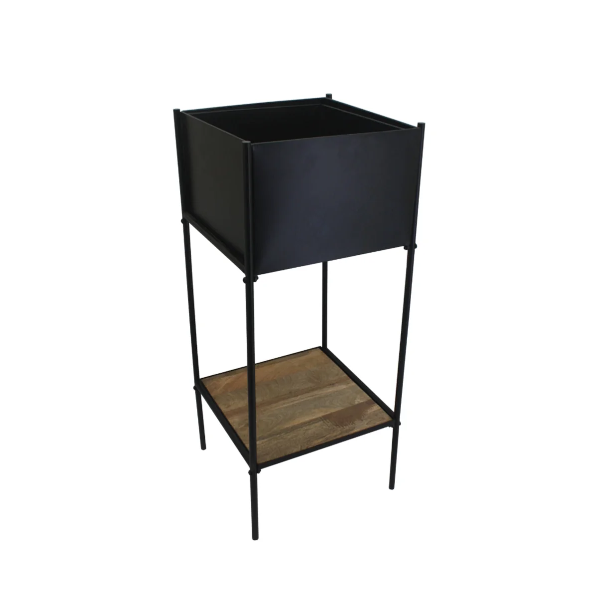 Ivyline Indoor Kensington Metal Square Planter Stand in Black
