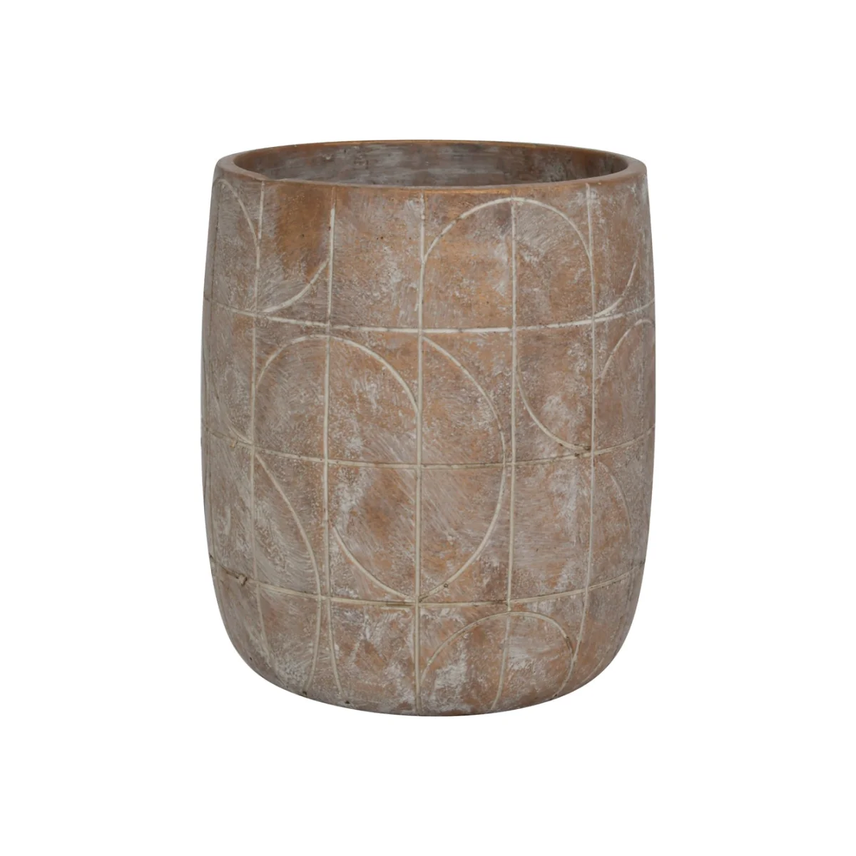 Libra Geometric Circles Pattern Gold Concrete Planter Large