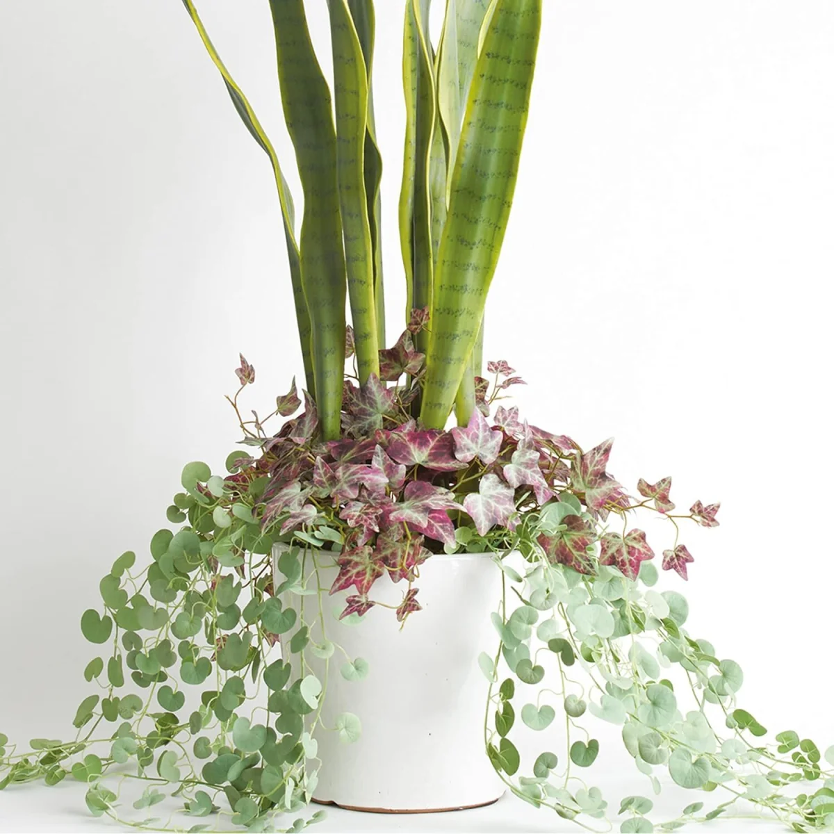 Artificial Urban Planter with 3 Houseplants - White, Green – image 2