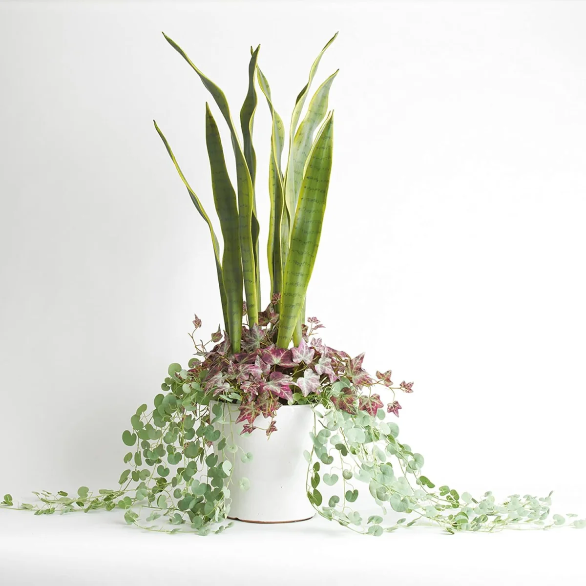 Artificial Urban Planter with 3 Houseplants - White, Green – image 1