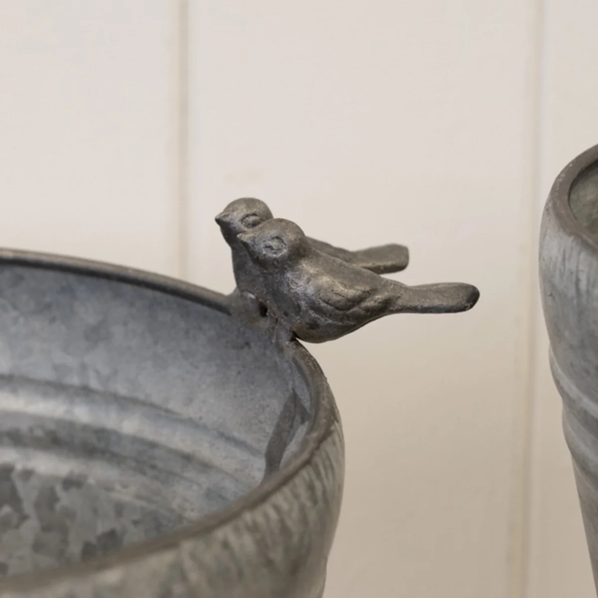 Grey Set of Three Dark Round Planters with Bird - Grey – image 3
