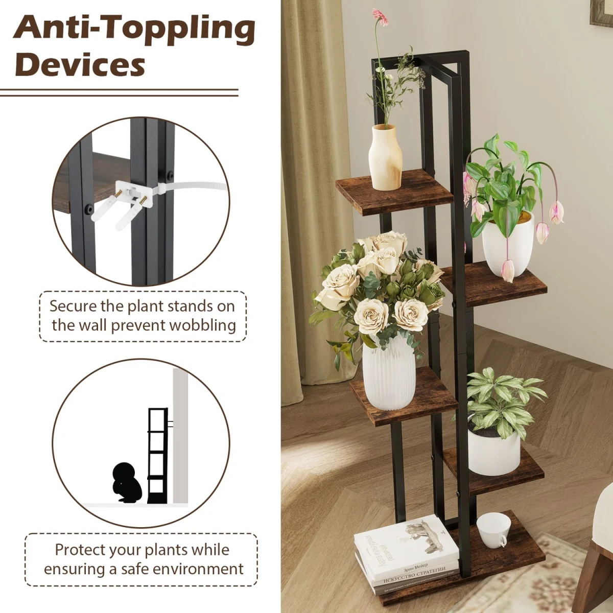 Multi-Tier Indoor Plant Stand - Brown – image 5