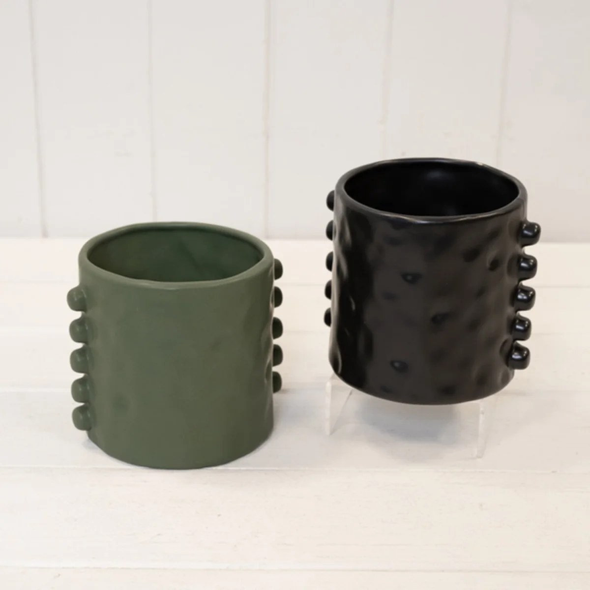 Dimpled Olive Green Planter with Bobbins - Olive – image 2