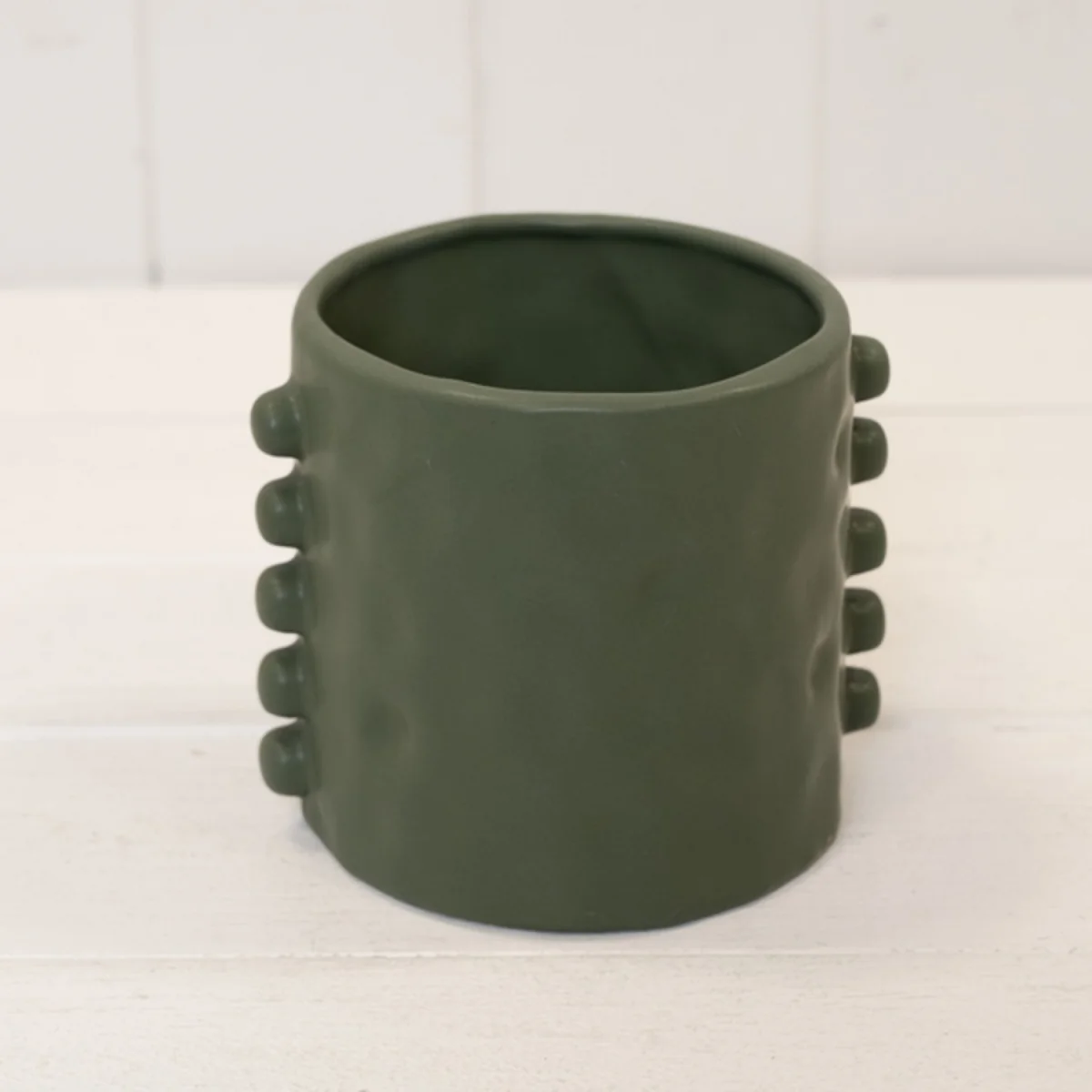 Dimpled Olive Green Planter with Bobbins - Olive – image 1