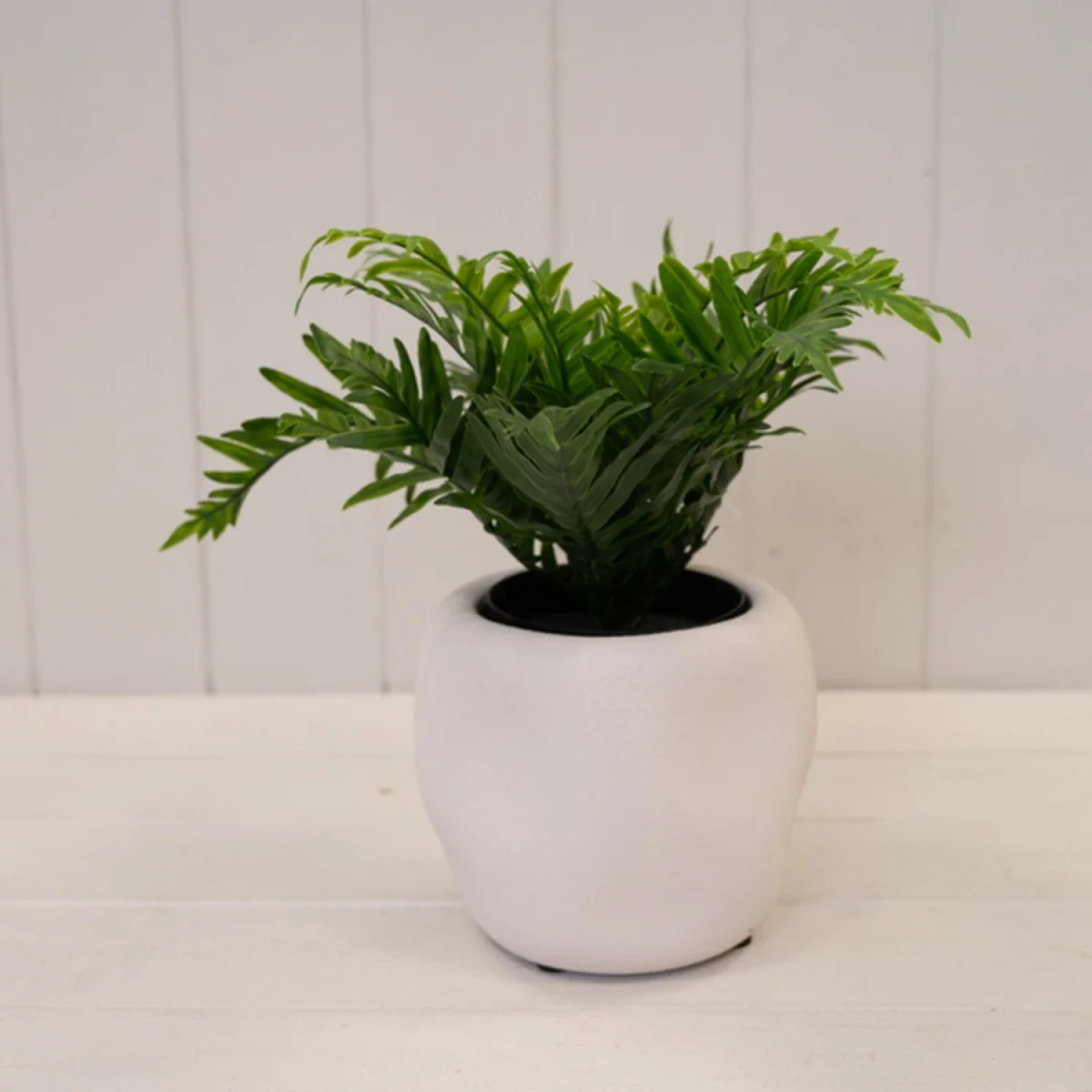 White Textured Finish Stone Plant Pot - White – image 2