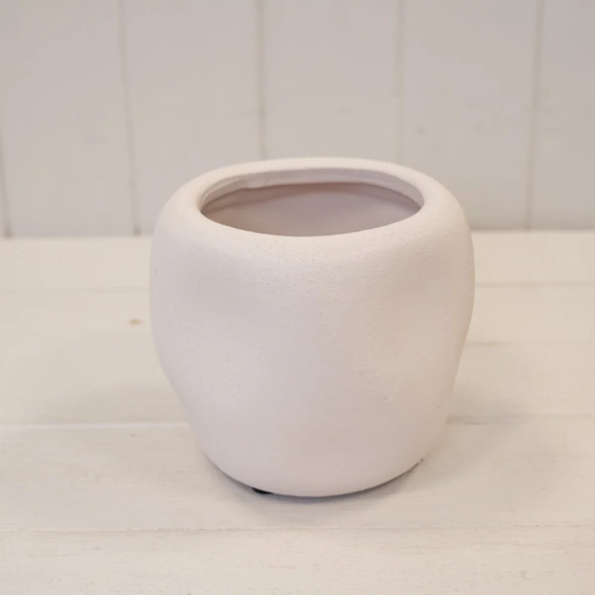 White Textured Finish Stone Plant Pot - White – image 1