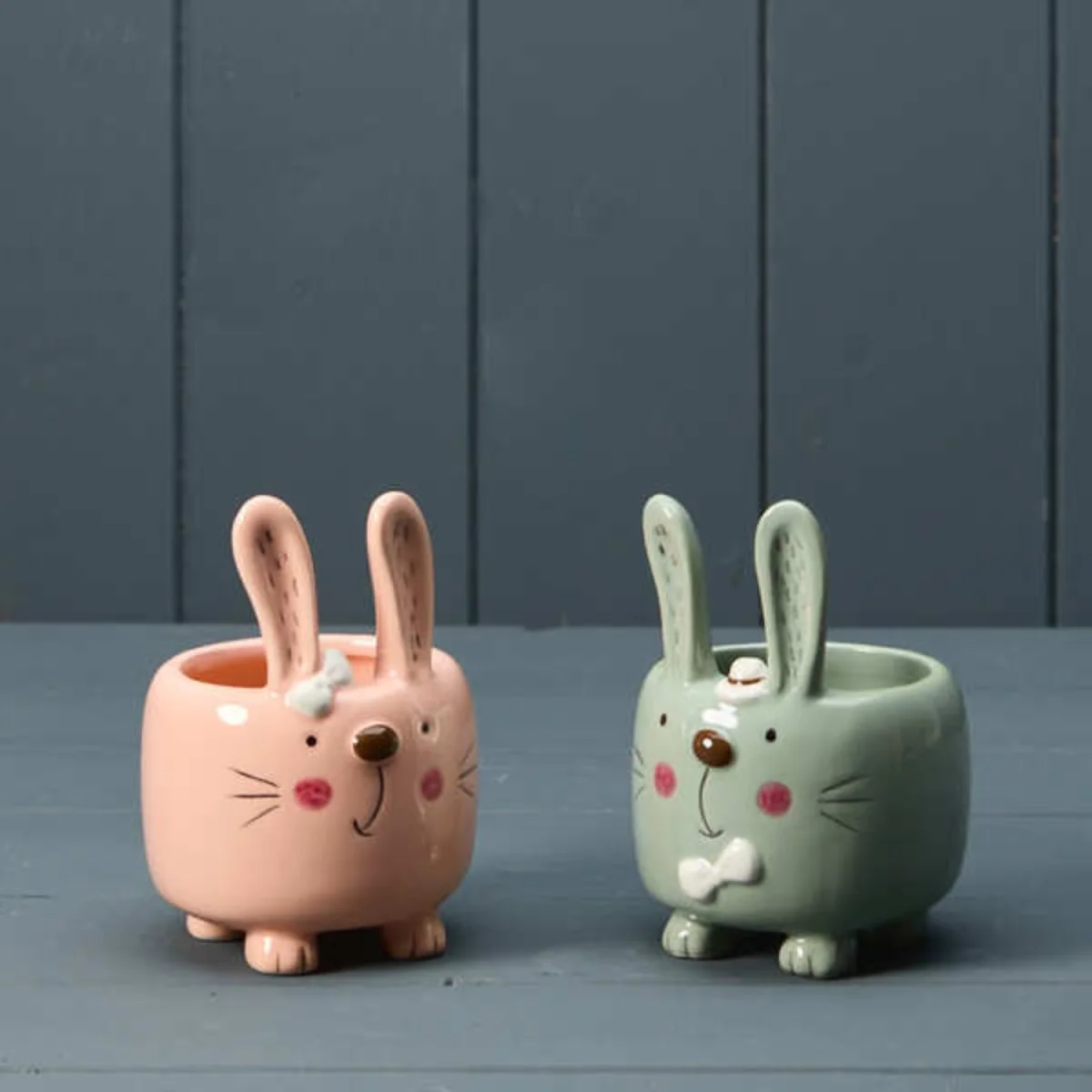 Mixed Pink and Green Rabbit Pot - Multi